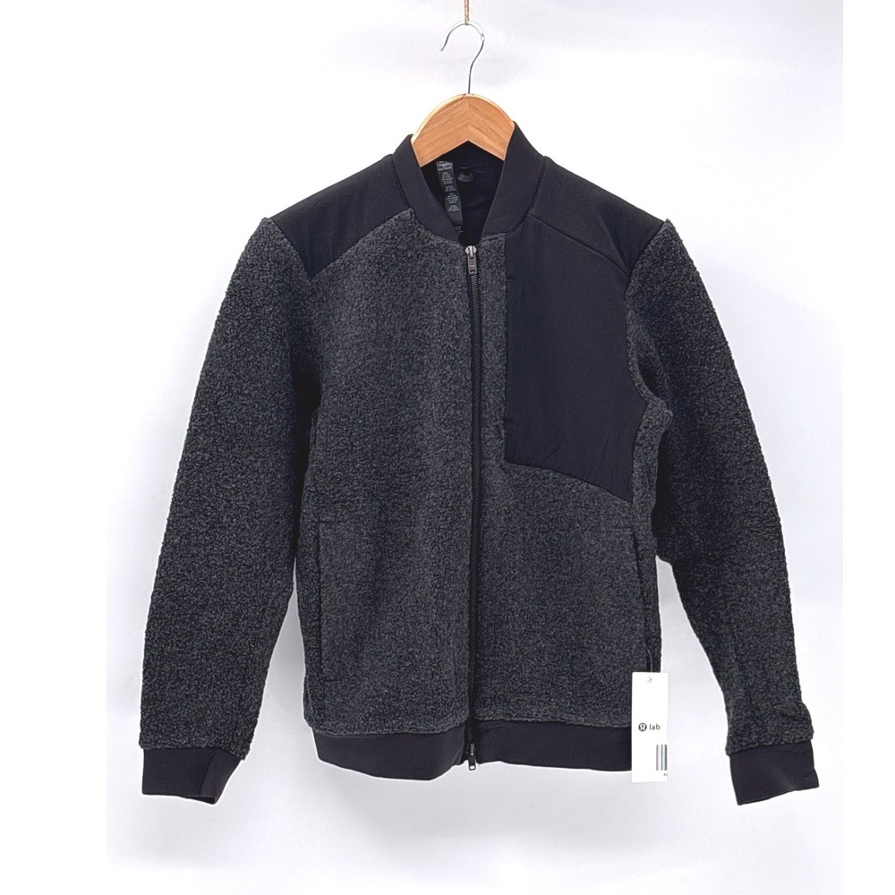 New Lululemon Lab Jacket Aestus Bomber Wool Blend Men XS Gray Black Full Zip